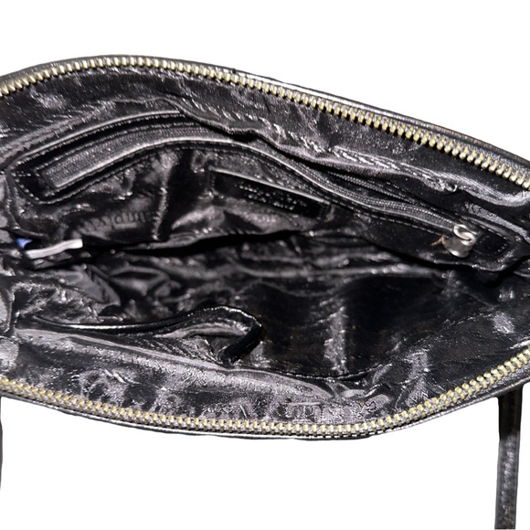 SIMPLY VERA VANG WANG cute black vegan leather mini crossbody bag w/gems, NWOT. - Picture 8 of 9